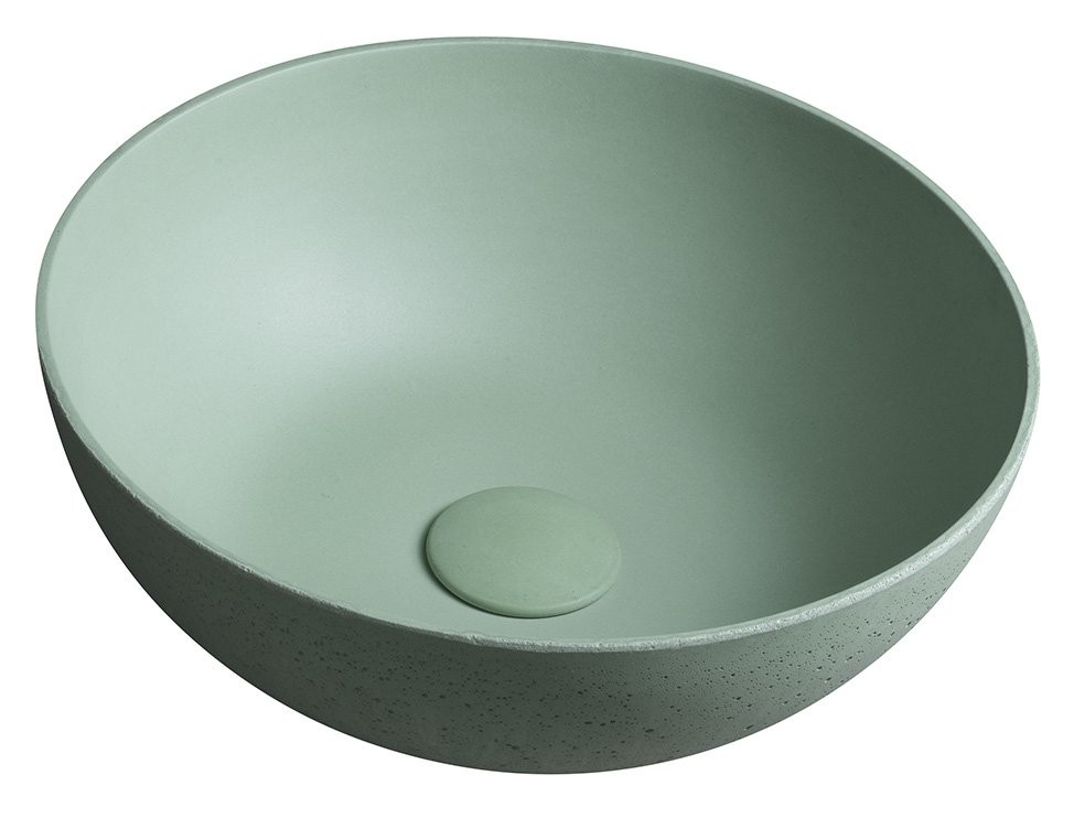 SAPHO FORMIGO betonové umyvadlo na desku, Ø 39cm, zelená mat FG323