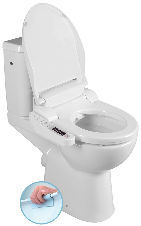 SAPHO HANDICAP WC kombi zvýšený sedák s elektronickým bidetem BLOOMING EKO PLUS, Rimless, zadní odpad, bílá NB-1160D-1