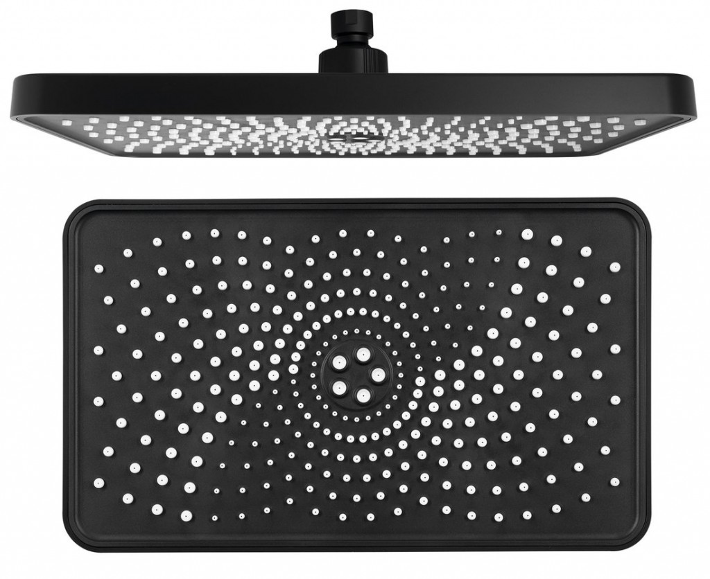 SAPHO Hlavová sprcha, 300x180, silikon trysky, ABS/černá mat SK851B