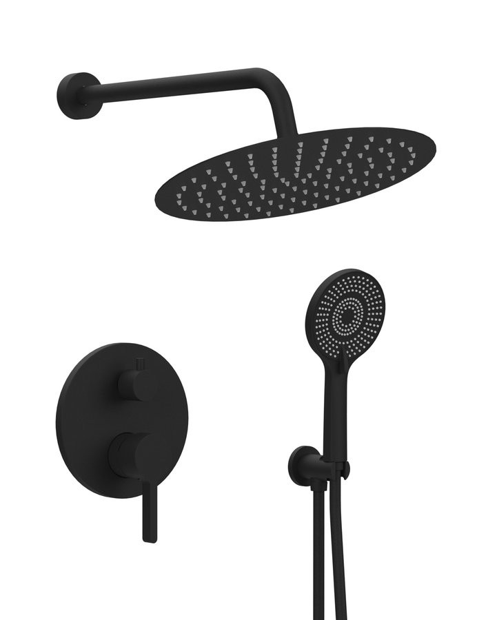 SAPHO ICONIC podomítkový sprchový set s pákovou baterií, 2 výstupy, vyústění, černá mat AF042B-01