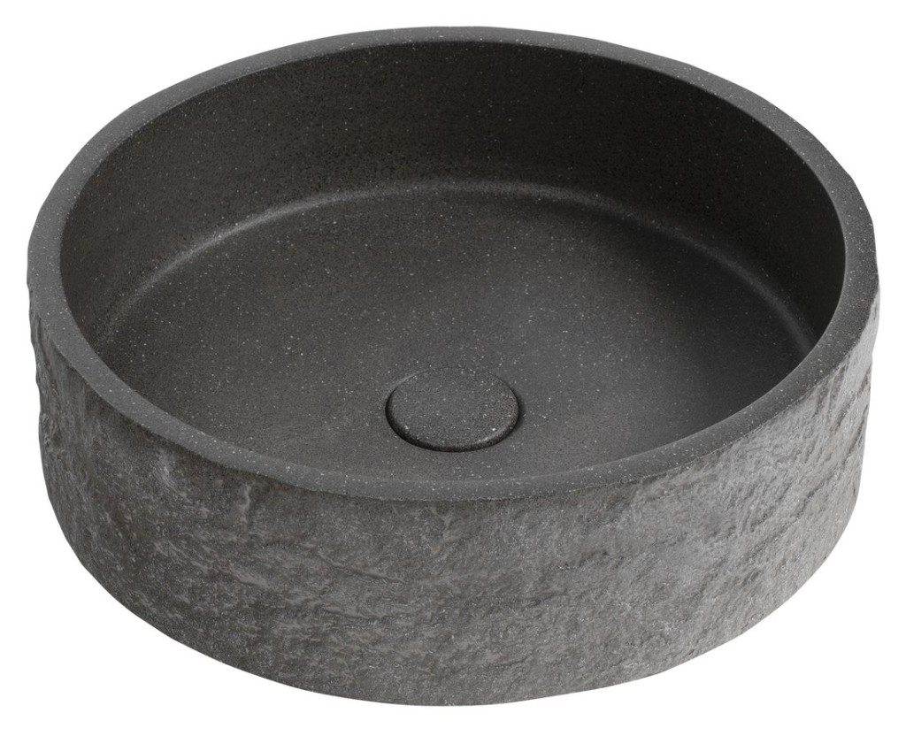 SAPHO ISPIR betonové umyvadlo včetně výpusti, 40cm, černý granit AR476