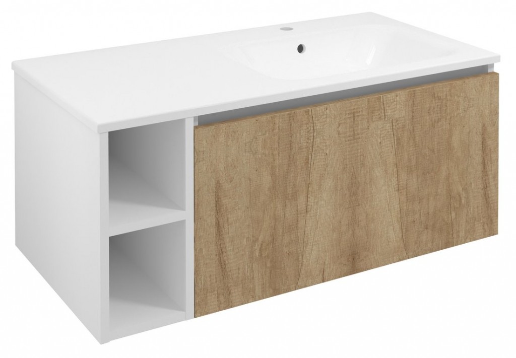 SAPHO LOREA skříňka 100x46x51,5cm (20+80cm), pravá, dub alabama/bílá mat LE080-2231-R-02