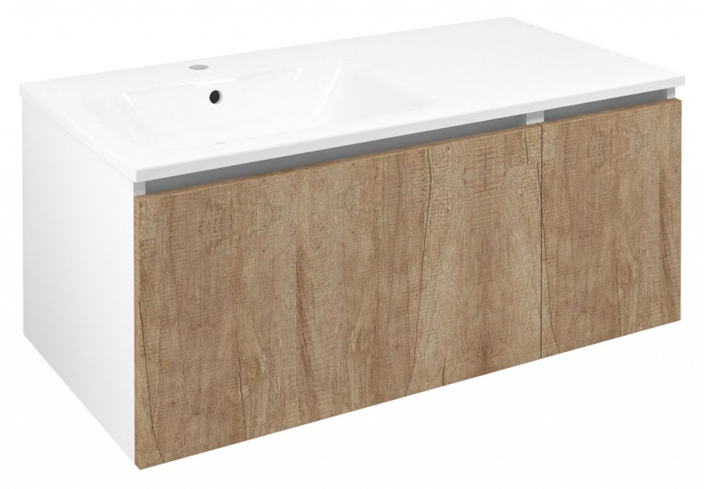SAPHO LOREA skříňka 100x46x51,5cm (70+30cm), levá, dub alabama/bílá mat LE070-2231-L-02