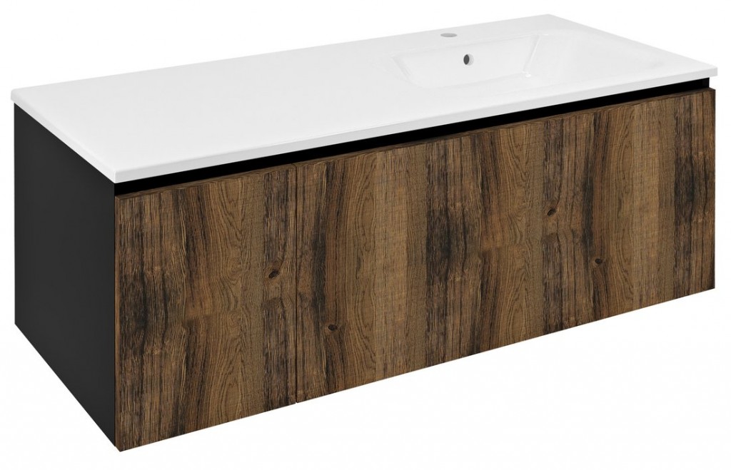 SAPHO LOREA skříňka 120x46x51,5cm (30+90cm), pravá, dub collingwood/černá mat LE090-1935-R-03