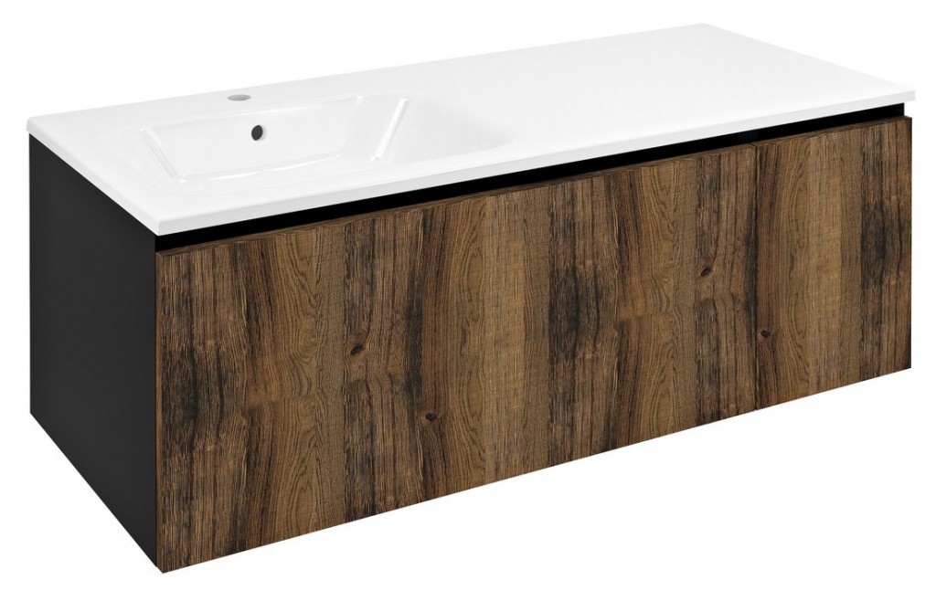 SAPHO LOREA skříňka 120x46x51,5cm (90+30cm), levá, dub collingwood/černá mat LE090-1935-L-03