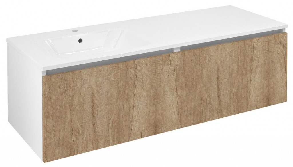 SAPHO LOREA skříňka 140x46x51,5cm (70+70cm), levá, dub alabama/bílá mat LE070-2231-L-05
