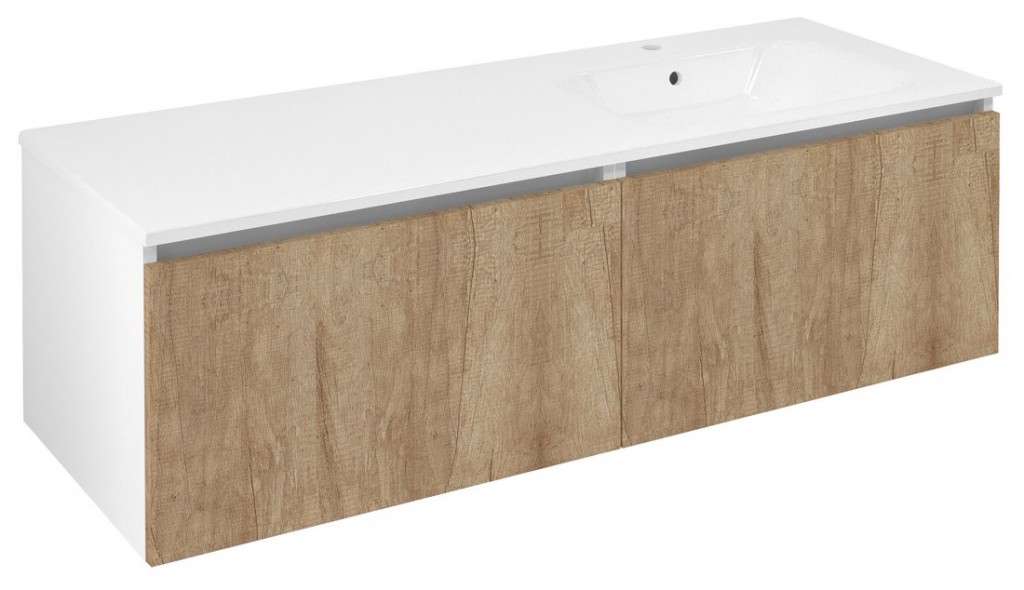 SAPHO LOREA skříňka 140x46x51,5cm (70+70cm), pravá, dub alabama/bílá mat LE070-2231-R-05