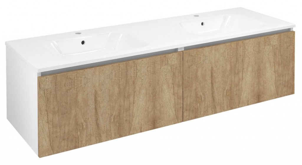 SAPHO LOREA skříňka 180x46x51,5cm (90+90cm), dub alabama/bílá mat LE090-2231-02