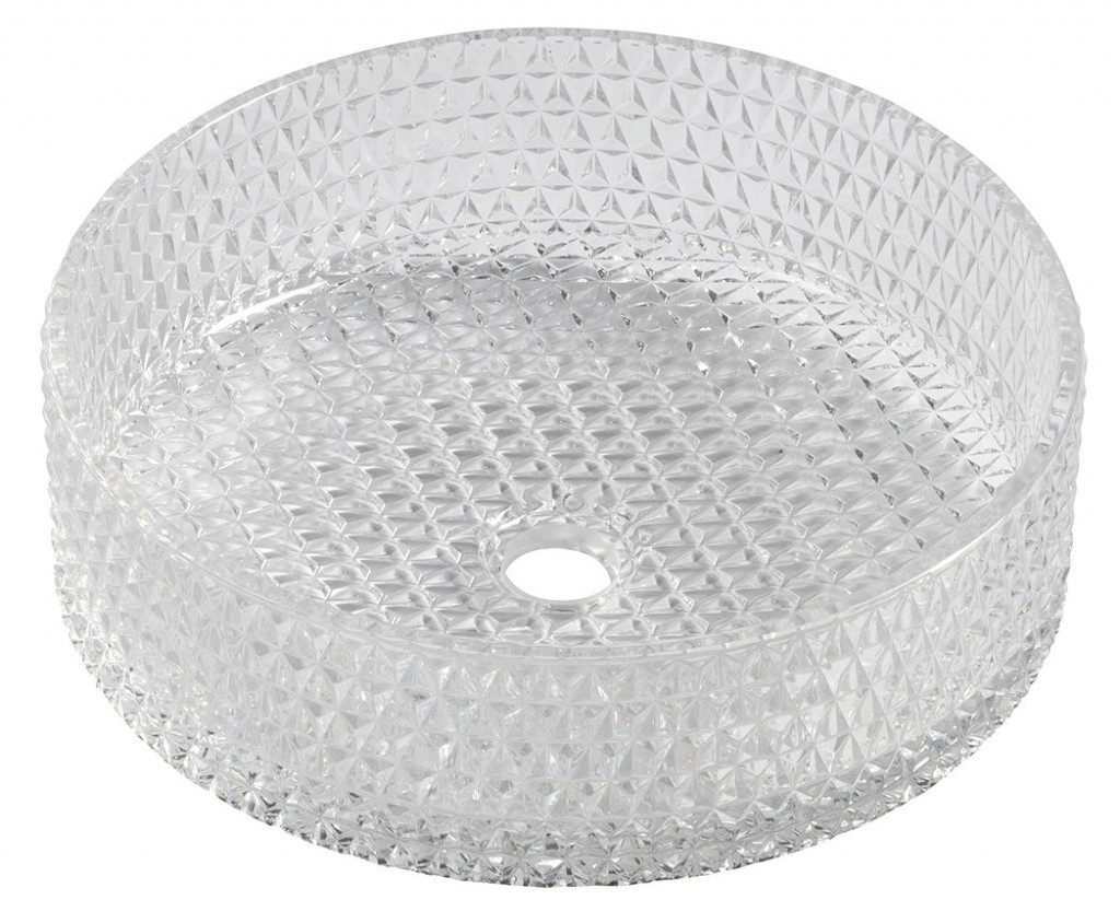 SAPHO MARAGUA skleněné gravírované umyvadlo na desku Ø 39,5cm, čirá TY214CL