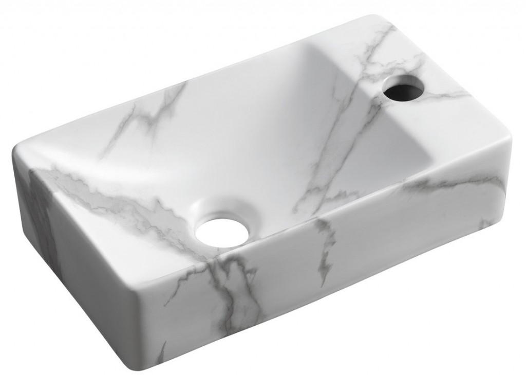 SAPHO MARGITHA keramické umývátko 38x22cm, otvor pro baterii vpravo, carrara MGT38217