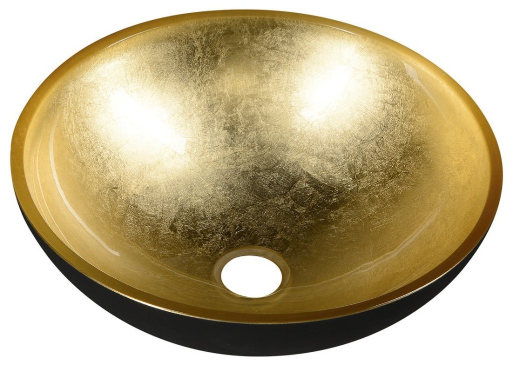 SAPHO MURANO BLACK-GOLD skleněné umyvadlo na desku, průměr 40cm, zlatá/černá AL5318-77