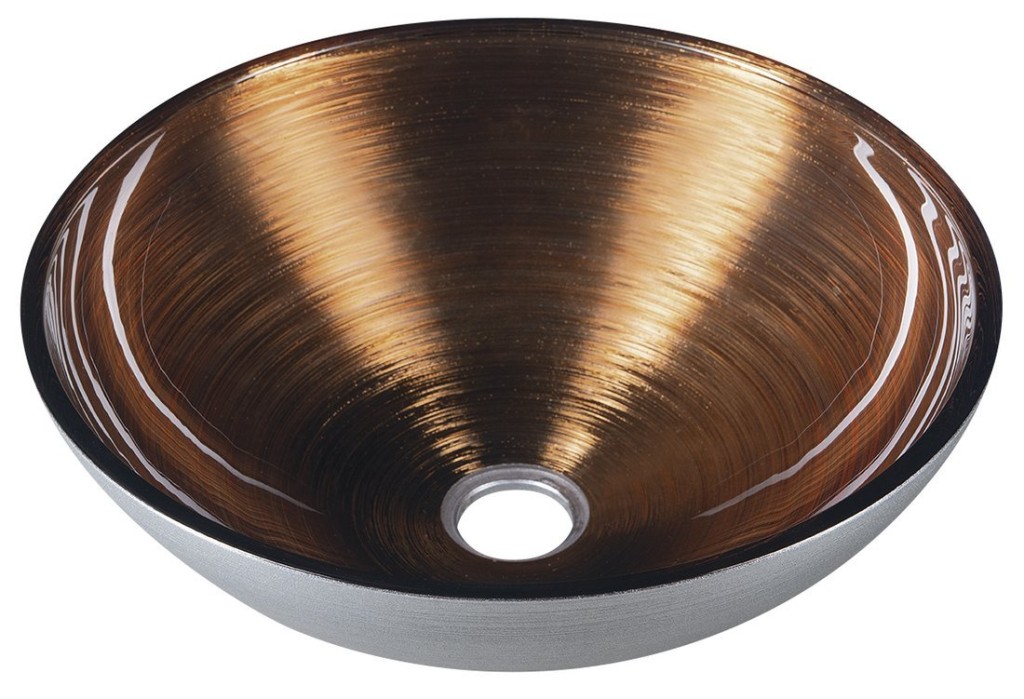 SAPHO MURANO WENGE skleněné umyvadlo na desku, průměr 40cm, měď/stříbrná AL5318-66