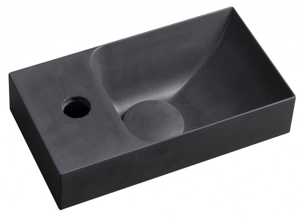 SAPHO PICCOLINO betonové umývátko 30,8x17cm, baterie vlevo, antracit mat PK30016