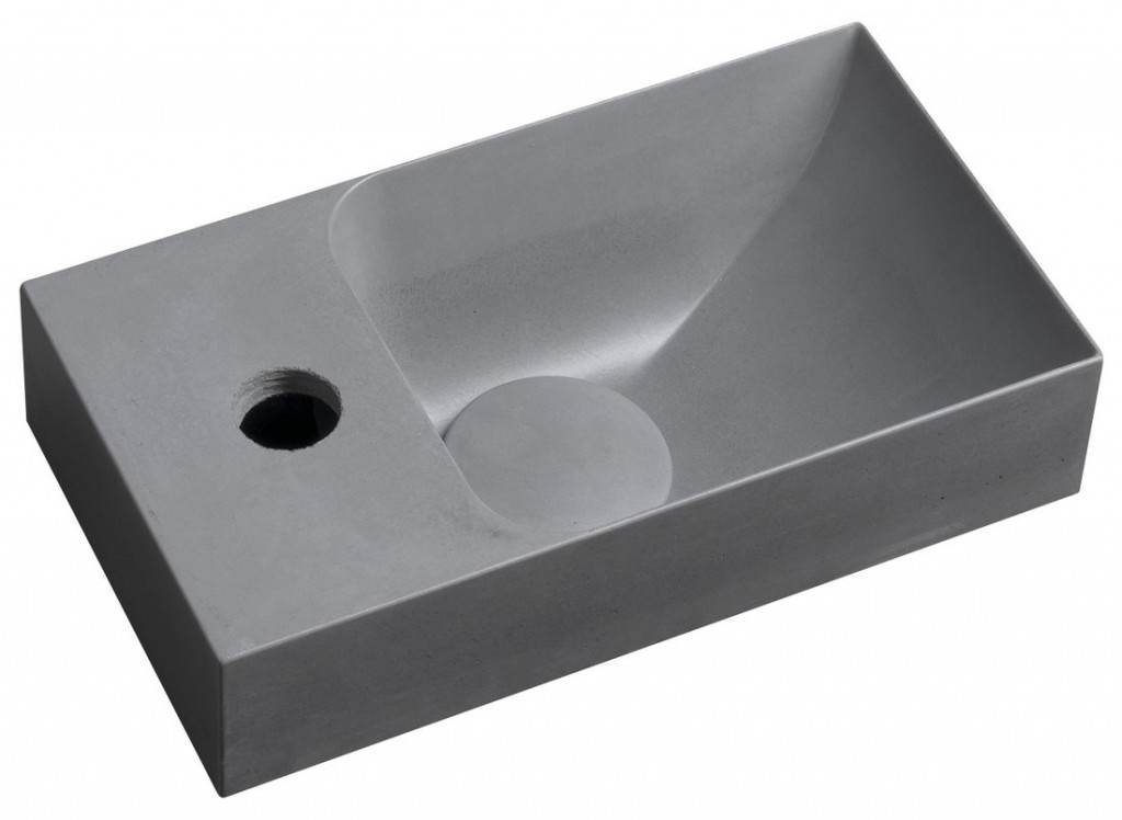 SAPHO PICCOLINO betonové umývátko 30,8x17cm, baterie vlevo, šedá mat PK30017
