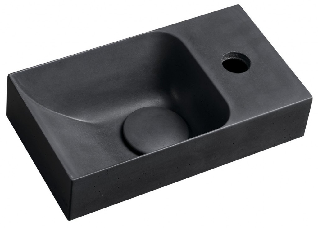 SAPHO PICCOLINO betonové umývátko 30,8x17cm, baterie vpravo, antracit mat PK30516