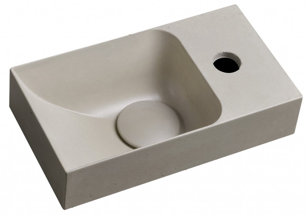 SAPHO PICCOLINO betonové umývátko 30,8x17cm, baterie vpravo, písková mat PK30514