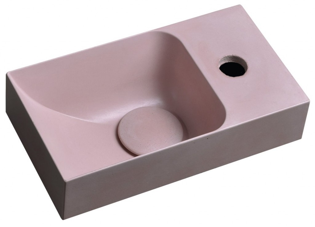 SAPHO PICCOLINO betonové umývátko 30,8x17cm, baterie vpravo, růžová mat PK30521