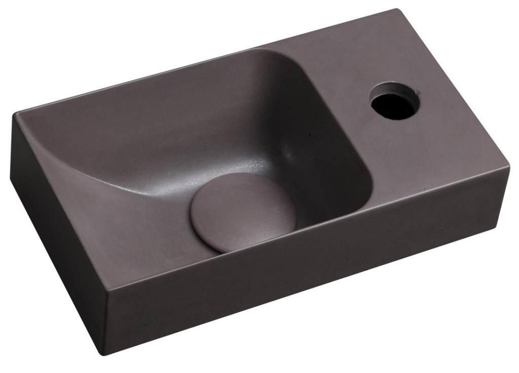 SAPHO PICCOLINO betonové umývátko 30,8x17cm, baterie vpravo, tmavě hnědá mat PK30515