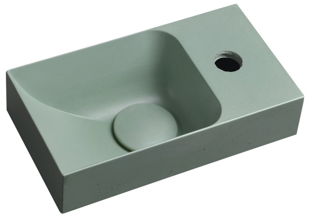 SAPHO PICCOLINO betonové umývátko 30,8x17cm, baterie vpravo, zelená mat PK30523