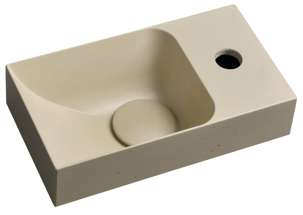 SAPHO PICCOLINO betonové umývátko 30,8x17cm, baterie vpravo, žlutá mat PK30522