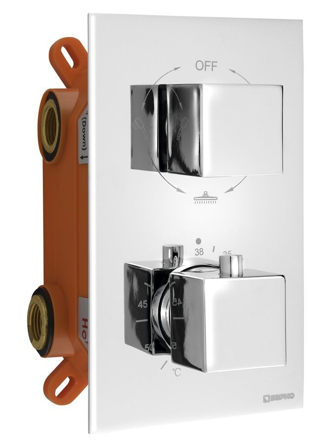 SAPHO Podomítková sprchová termostatická baterie, box, 3 výstupy, chrom 1102-63