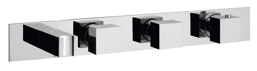 SAPHO Podomítková termostatická sprchová/vanová baterie s držákem ruční sprchy,2 výstupy,hranatá,chrom MB453