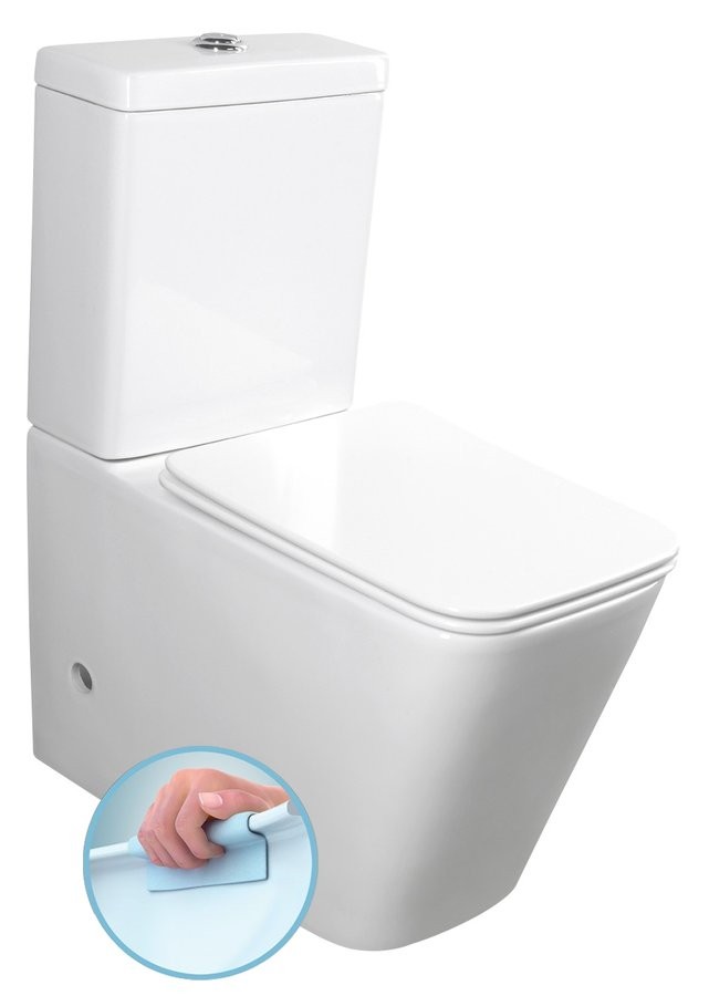 SAPHO PORTO WC kombi, Rimless, spodní/zadní odpad, bílá PC102WR