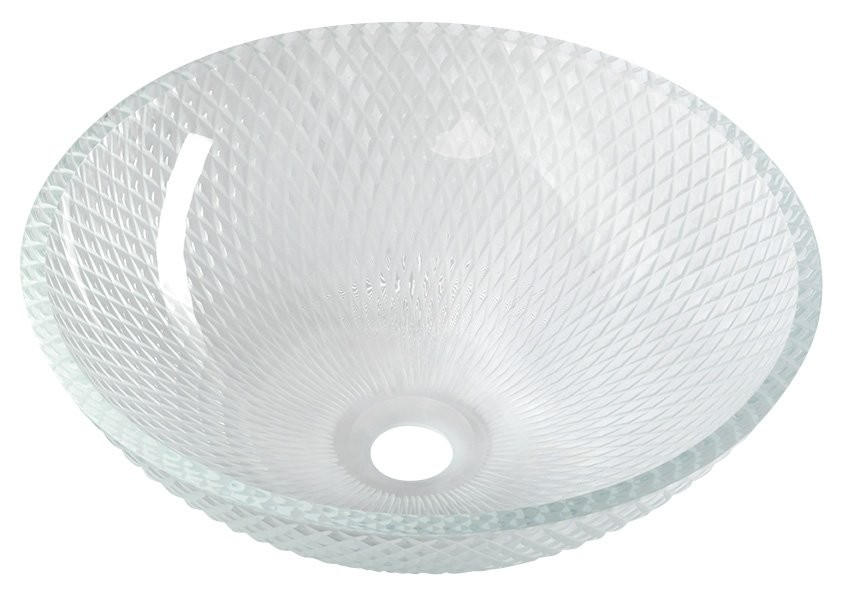 SAPHO PUKETA skleněné gravírované umyvadlo na desku Ø 42cm, čirá TY165