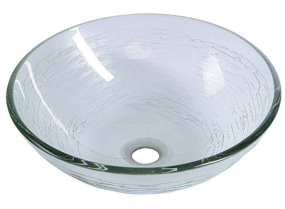 SAPHO RIPPLE skleněné umyvadlo na desku Ø 42cm, čirá s motivem 2501-18