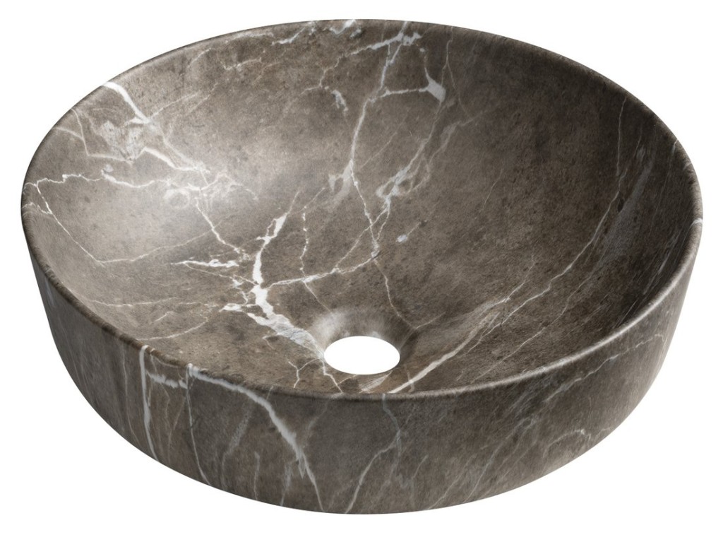 SAPHO RONDEA keramické umyvadlo na desku Ø 41cm, breccia mramor AR445BM