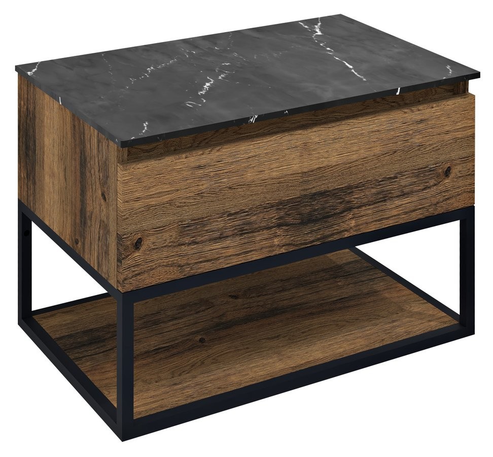 SAPHO SKARA umyvadlová skříňka 70x50x45cm, černá mat/dub collingwood CG005-1919