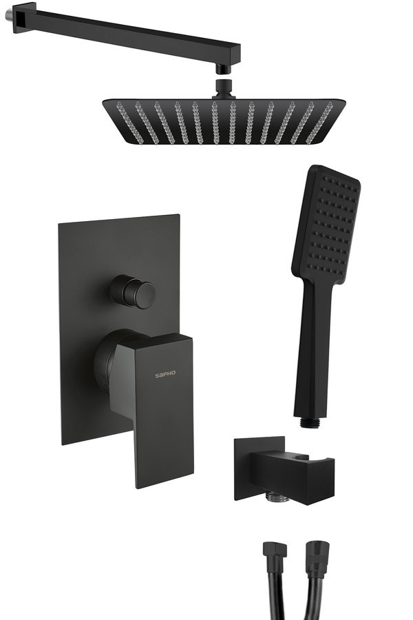 SAPHO SPECTRE podomítkový sprchový set s pákovou baterií, 2 výstupy, černá mat 1102-42B-01