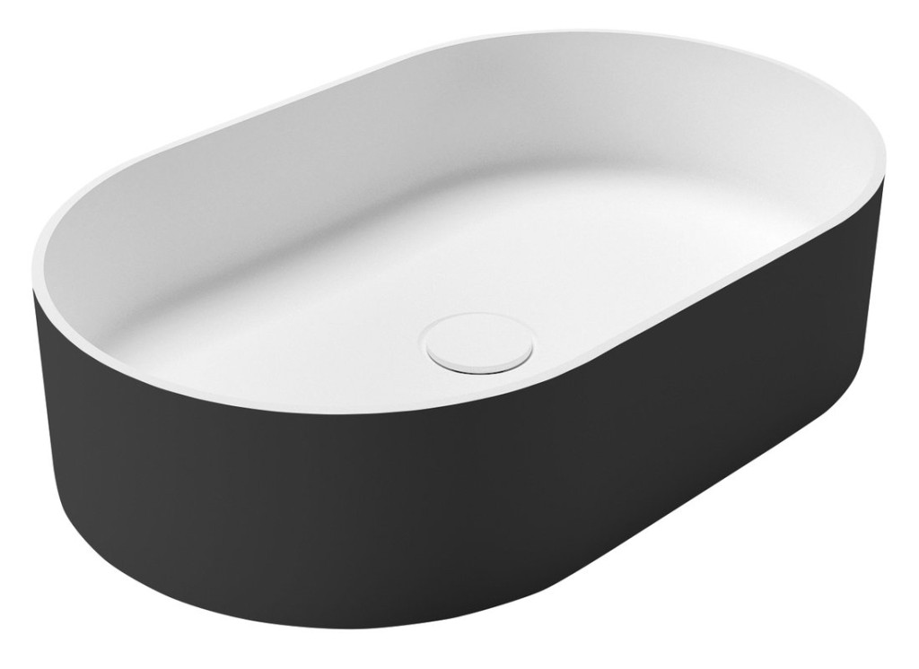 SAPHO THIN umyvadlo na desku, Rockstone, 55x35cm, bílá mat/carina WN205-41
