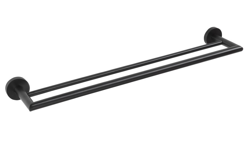 SAPHO X-ROUND BLACK dvojitý držák ručníků 600, černá mat XR401B