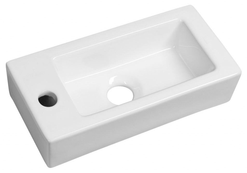 SAPHO ZOE keramické umývátko 37x18cm, otvor pro baterii vlevo, bílá AR496