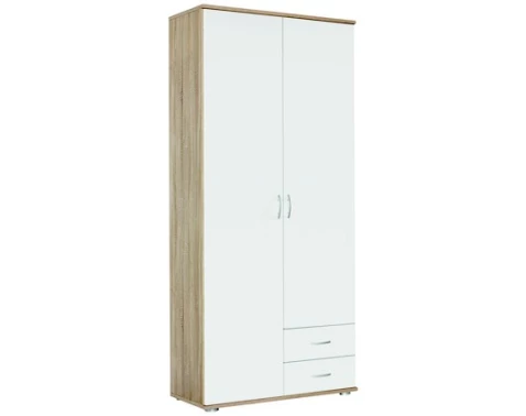 Šatní skříň 2-dveřová Twin, dub sonoma/bílá