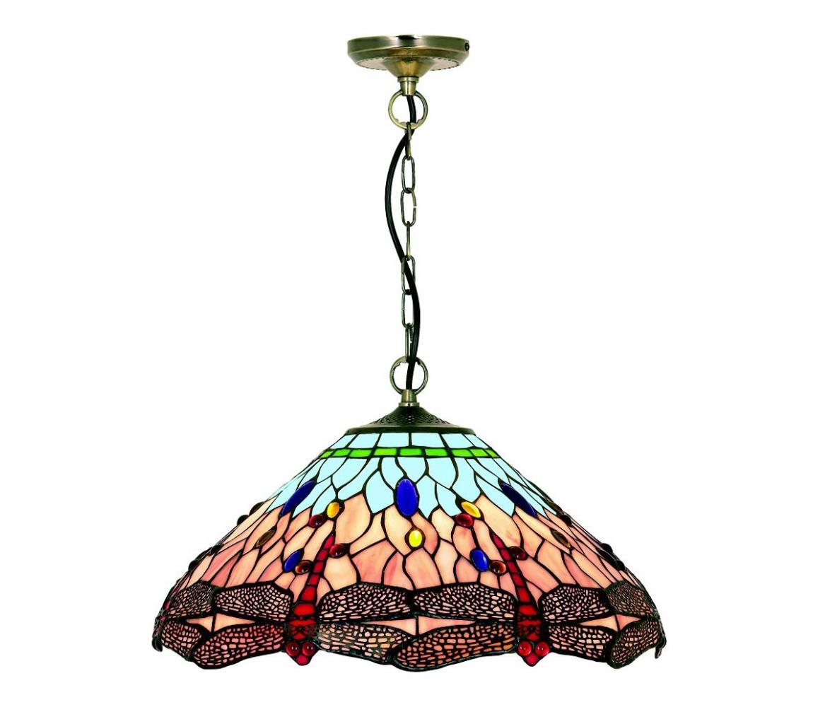 Searchlight 1283-16 - Tiffany lustr na řetězu DRAGONFLY 1xE27/60W/230V 1283-16