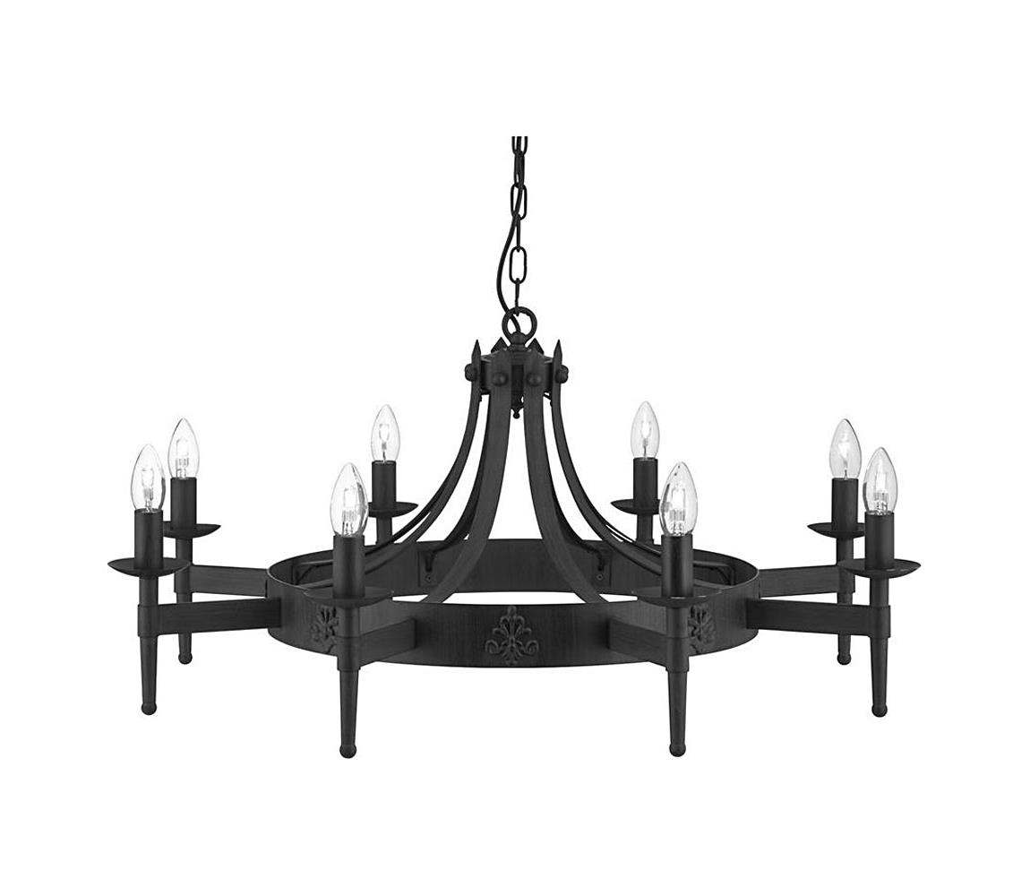 Searchlight 2428-8BK - Lustr na řetězu CARTWHEEL 8xE14/60W/230V černá 2428-8BK