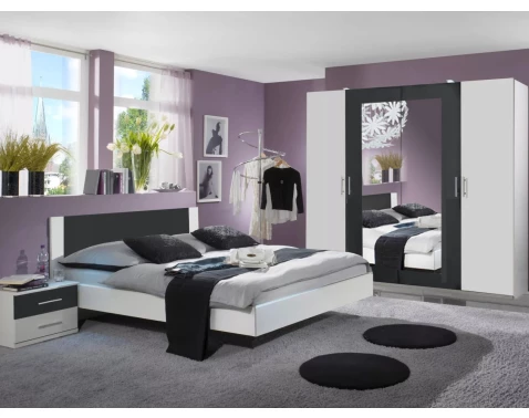 Sestava ložnice Nora, bílá/grafitová