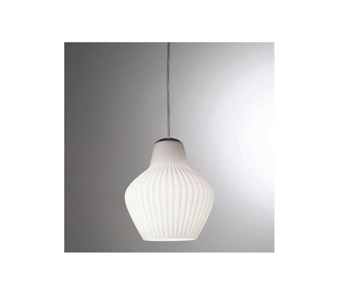 SIRU - Lustr na lanku LONDON 1xE27/60W/230V bílá/lesklý chrom benátské sklo LS601-025BLL