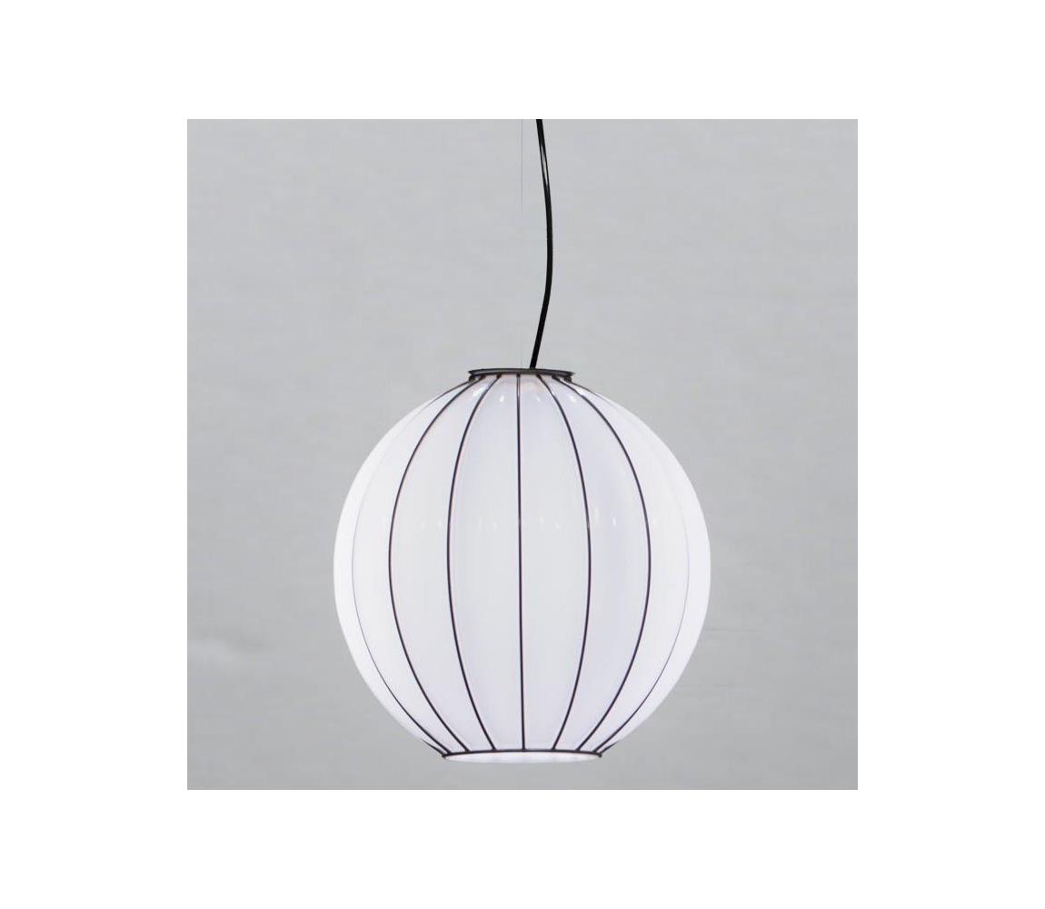 SIRU - Lustr na lanku SFERA 1xE27/60W/230V pr. 32 cm černá/bílá benátské sklo RS312-030BLL