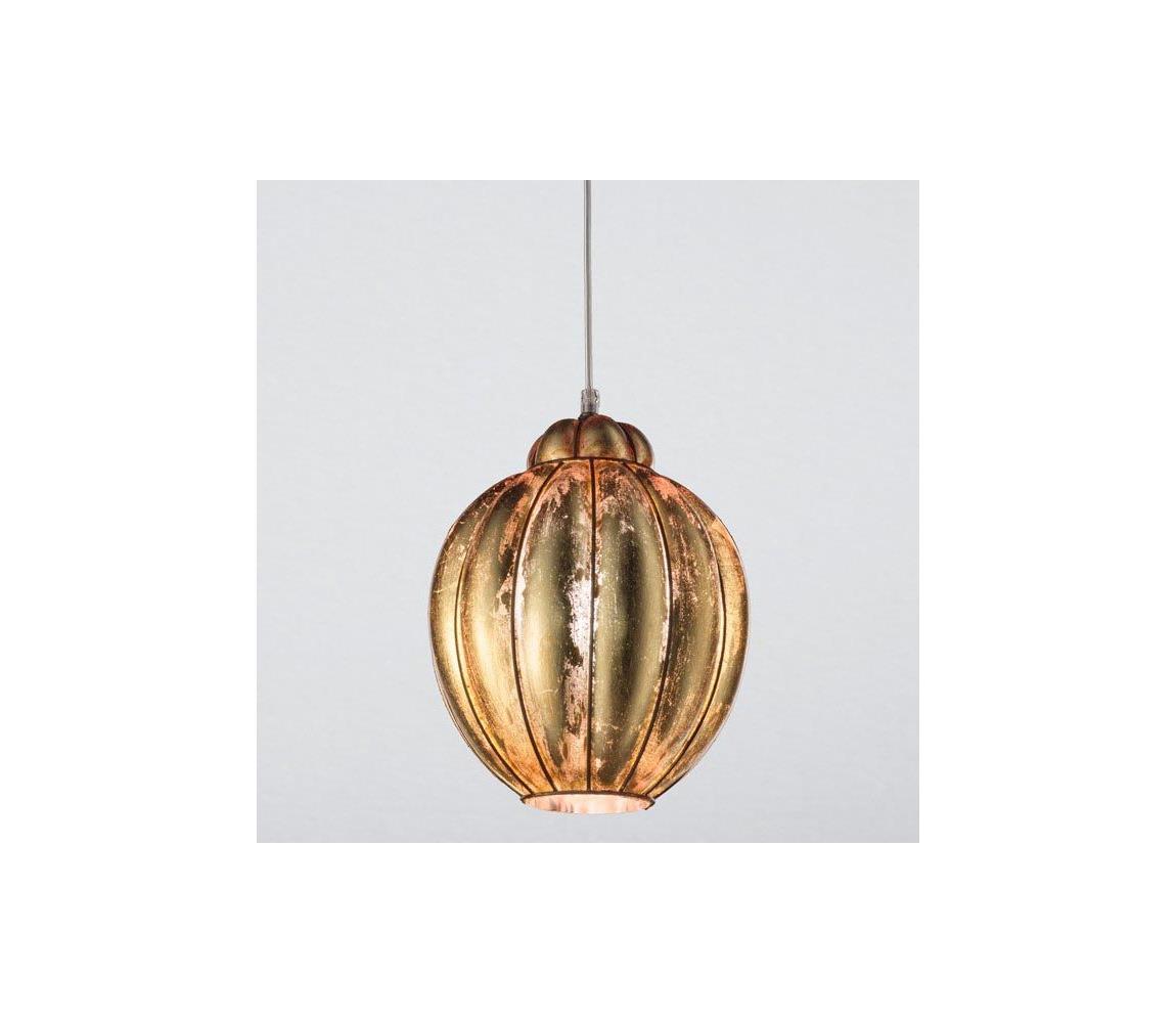 SIRU-Lustr na lanku FOGLIA ORO 1xE27/60W/230V pr.25 cm zlatá benátské sklo/zlato MS306-030CFO