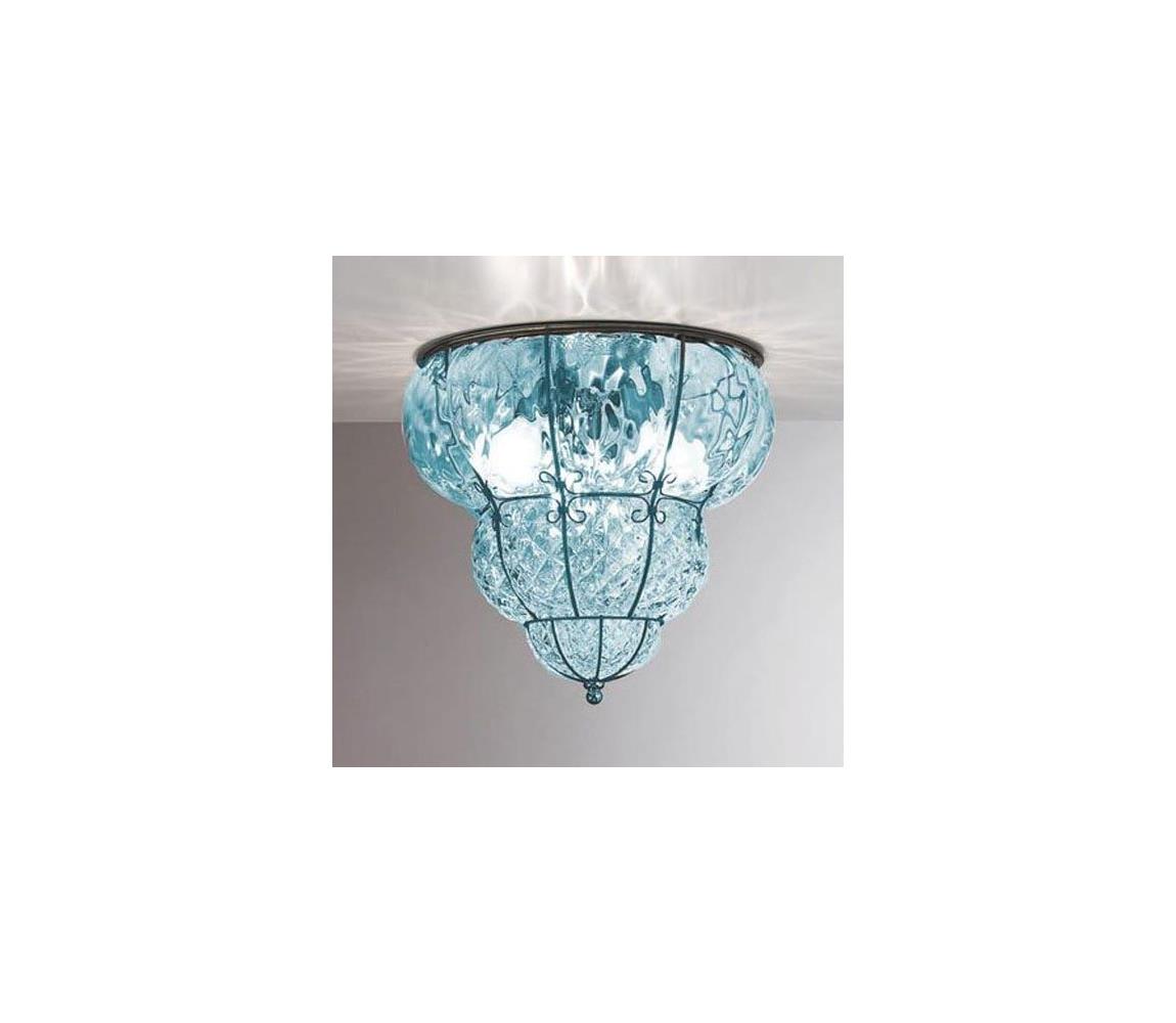 SIRU-Stropní svítidlo CLASSIC 3xE14/40W/230V pr. 25 cm modrá/černá benátské sklo MC259-020AMB