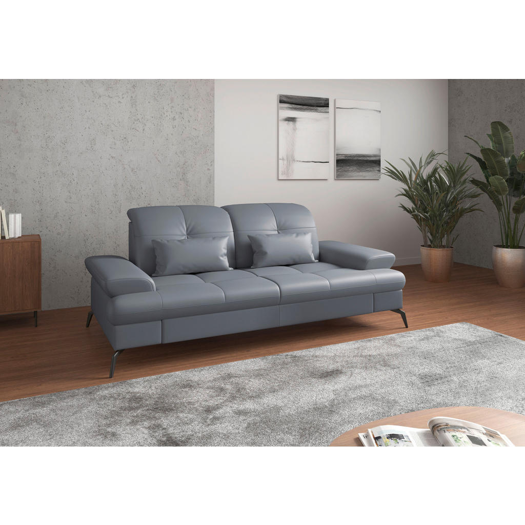 Sit & More 2,5SEDÁK, šedomodrá, kombinace pravá kůže/látka