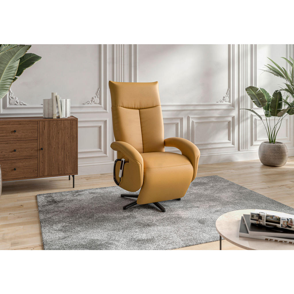 Sit & More KŘESLO, kůže, curry žlutá 1