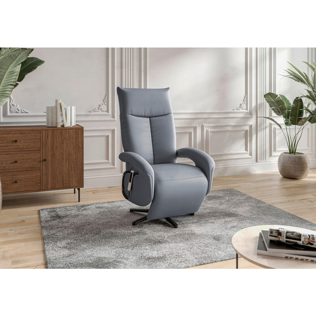 Sit & More KŘESLO, kůže, šedomodrá 1