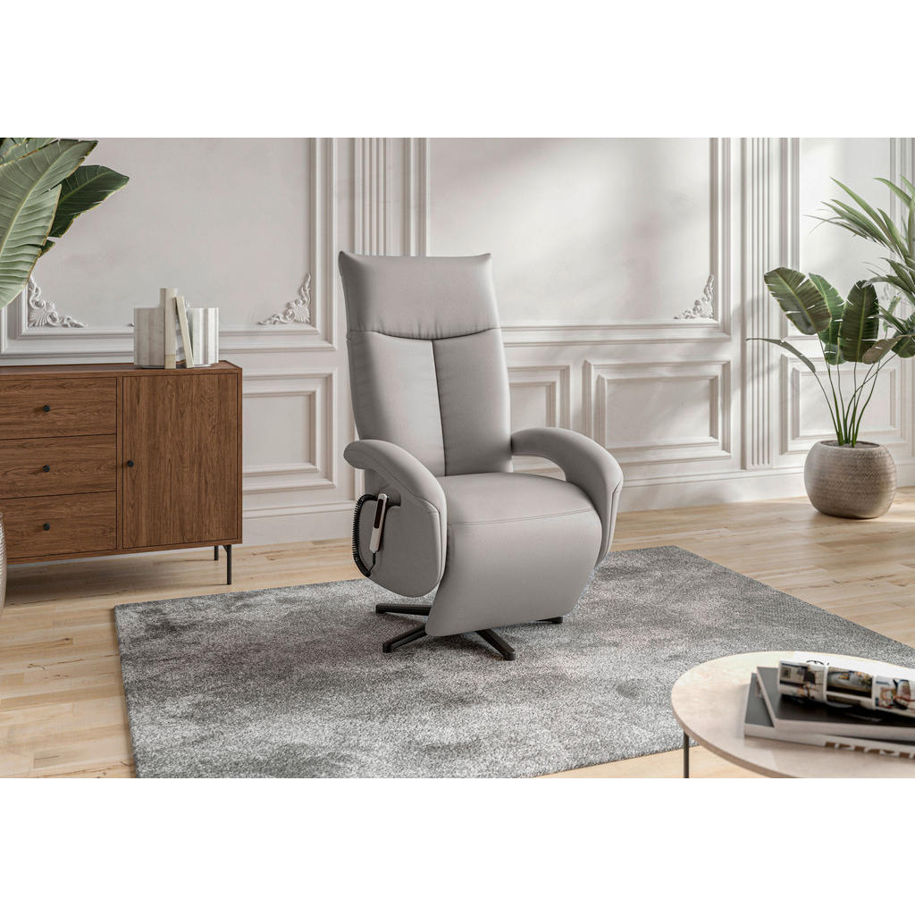 Sit & More KŘESLO, kůže, světle šedá 1