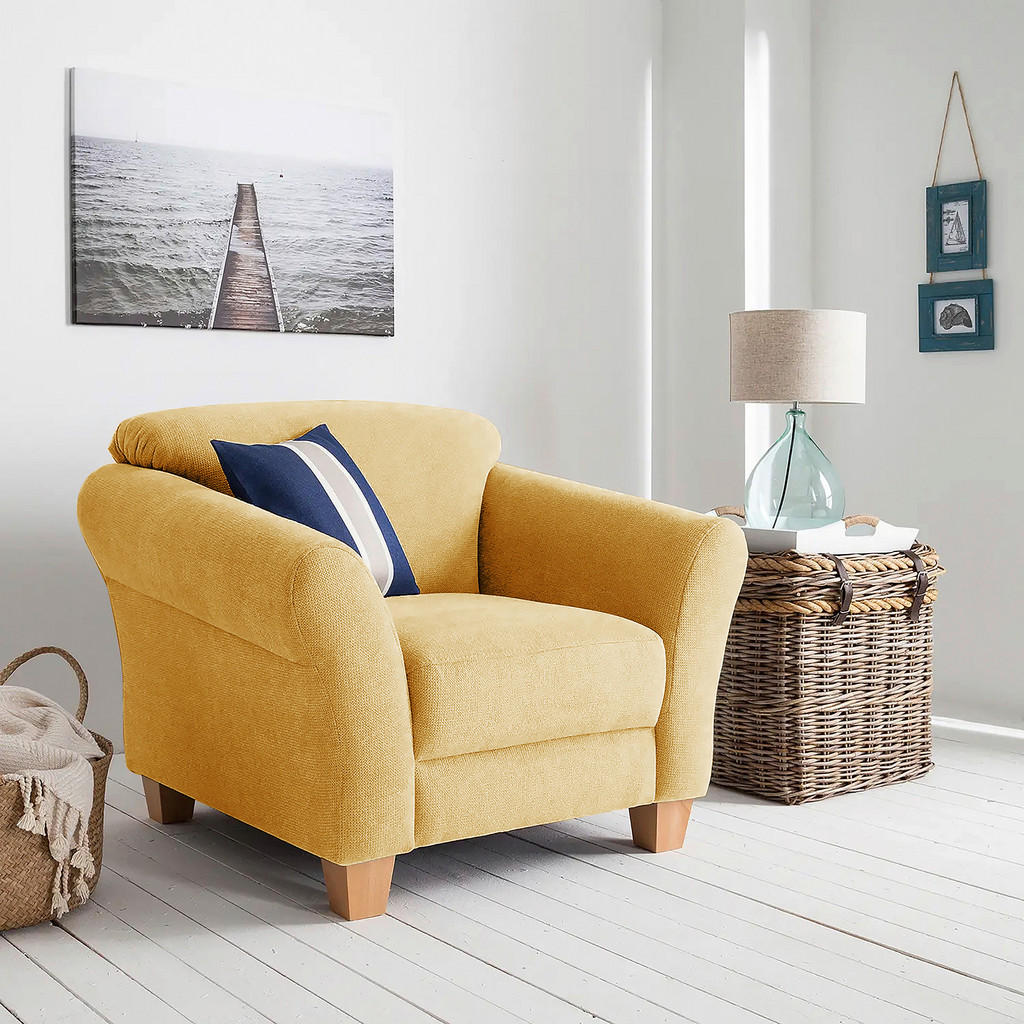 Sit & More KŘESLO, textil, hořčicově žlutá