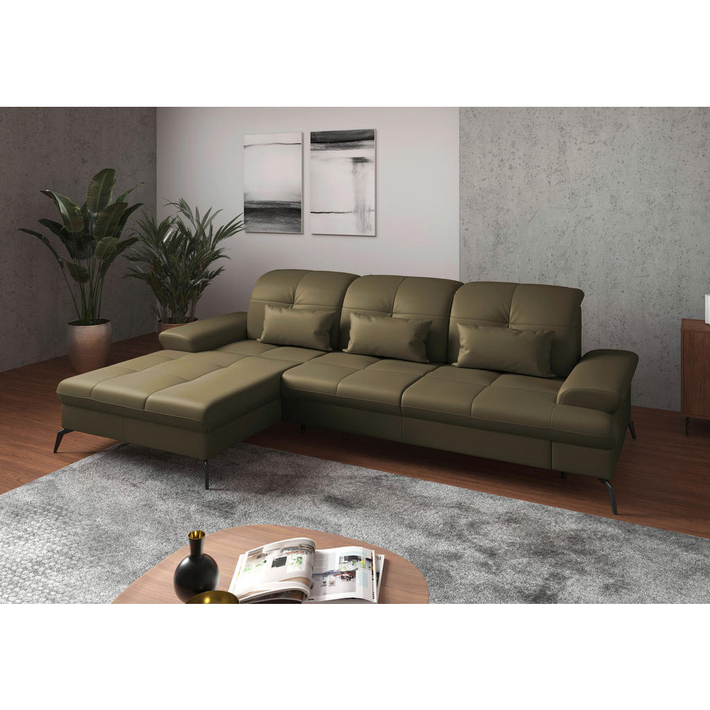 Sit & More ROHOVÁ SEDAČKA, kůže, olivově zelená 1