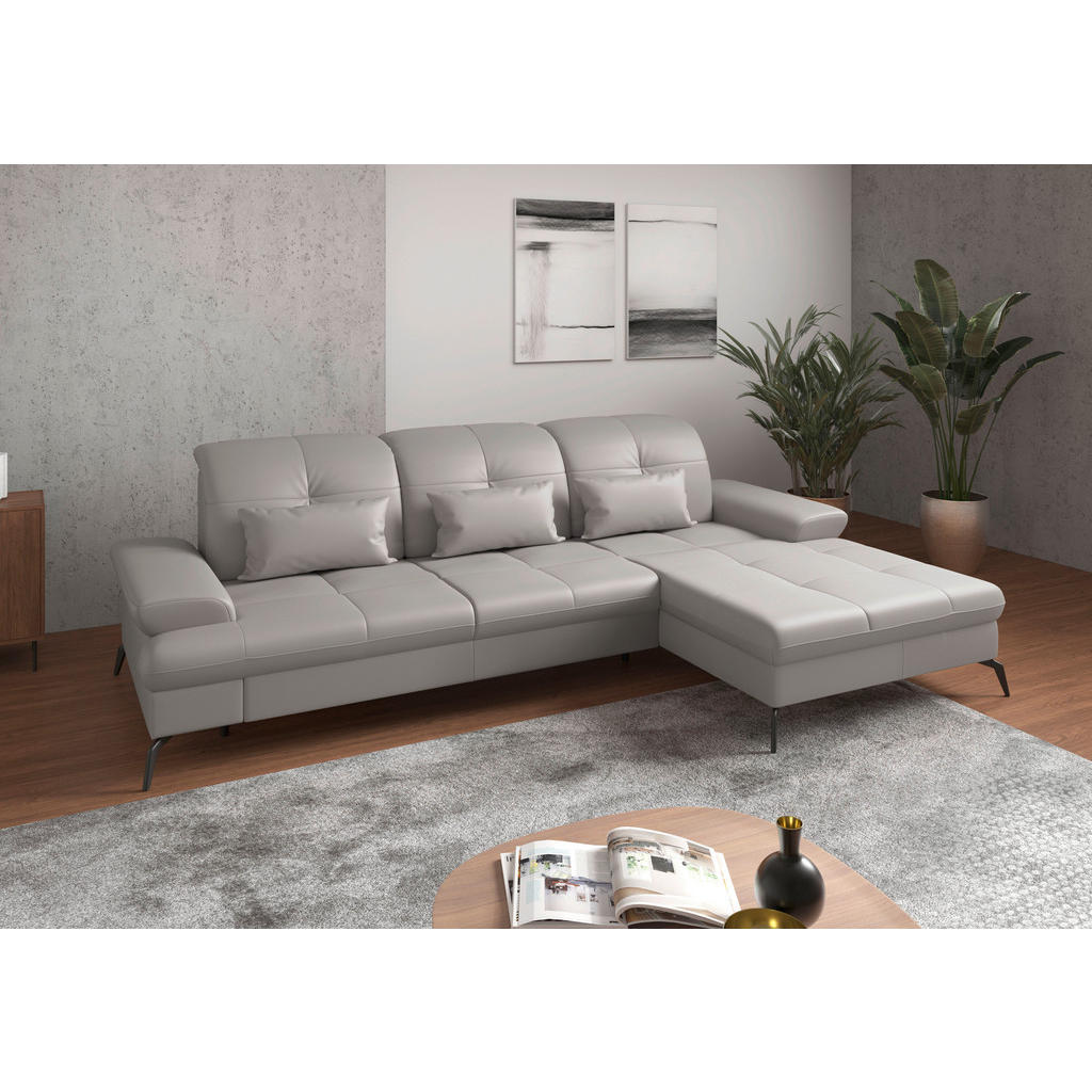 Sit & More ROHOVÁ SEDAČKA, kůže, světle šedá 1